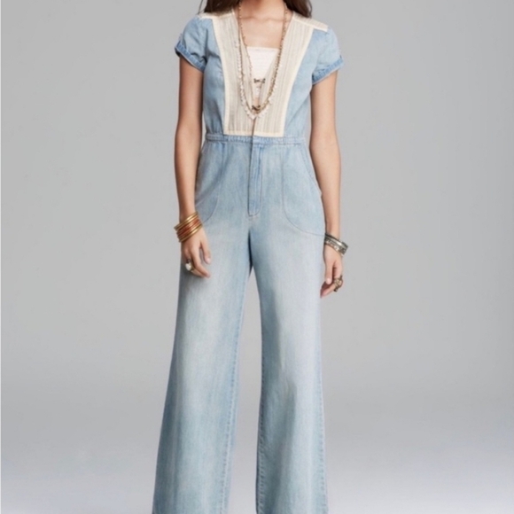 Free People Pants - Free People On the Road Chambray Jumpsuit